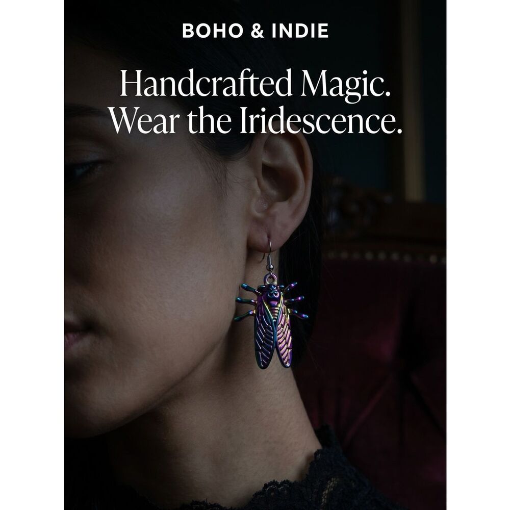 Boho & Indie Iridescent Cicada Earrings